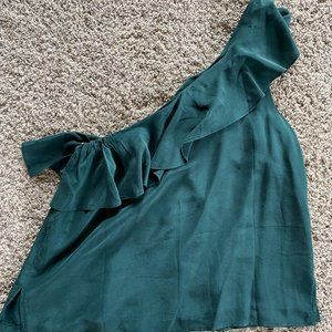 One Shoulder Green Blouse